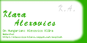 klara alexovics business card